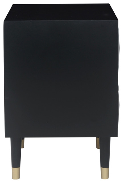 Riverbay Furniture Two Drawer Wood Geo Texture Nightstand in Black ...