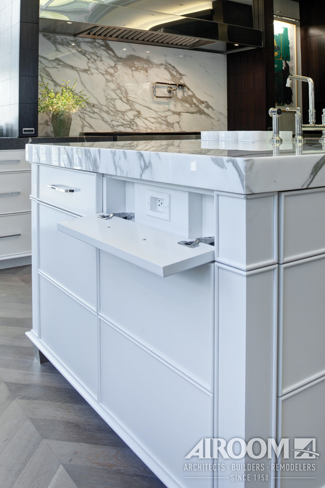 Example of a minimalist kitchen design in Chicago