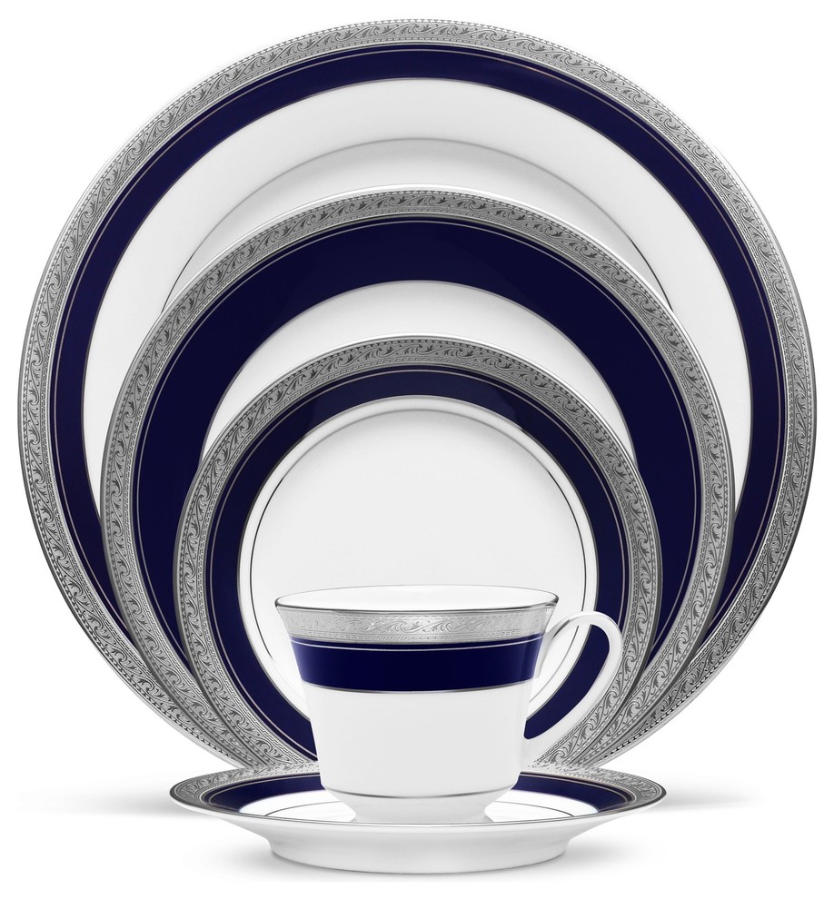 Noritake Crestwood Cobalt Platinum 5Piece Place Setting Traditional