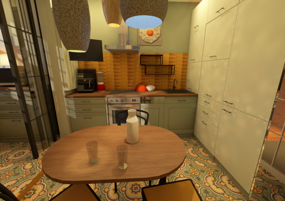 Кухня в Неорусском стиле.