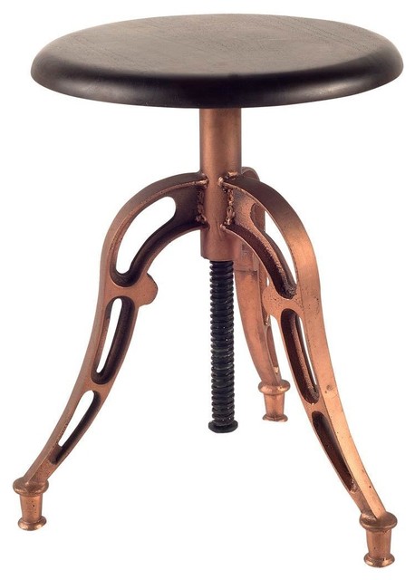 Tinsley Adjustable Stool Featuring Dark-Brown Polished, Wooden Seat
