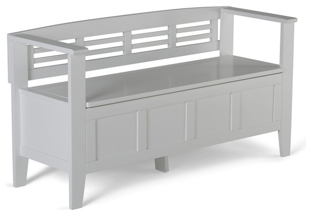 Simpli Home Adams Entryway Storage Bench In White Transitional