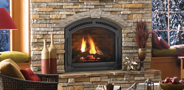 This is a true arched direct vent gas fireplace by Heat-N-Glo call the Cerona.