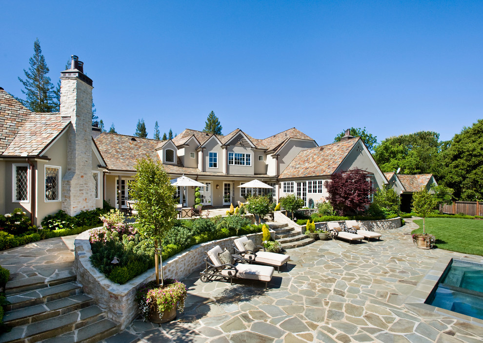 Inspiration for an expansive two-storey stucco exterior in San Francisco.