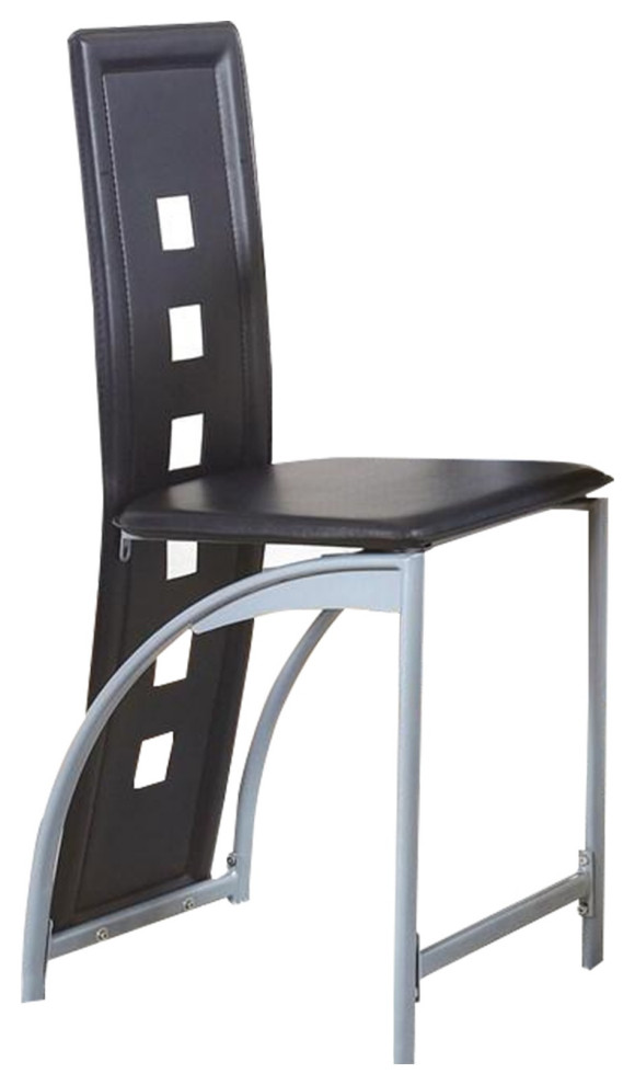 Metal Counter Height Chair With Tubular Leg, Set Of 2, White And Black Contemporary Bar