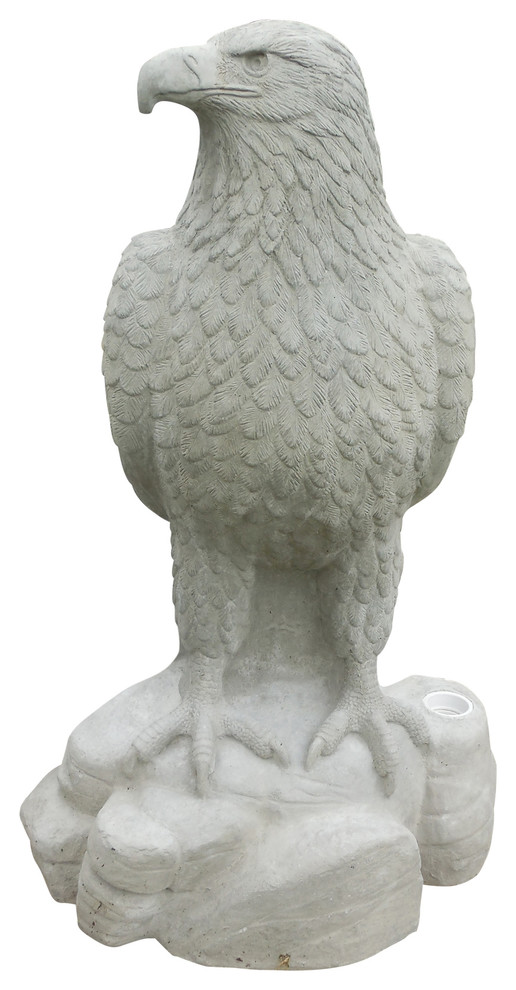 Majestic Eagle Right Concrete Statue in Hand Smooth Finish, Unpainted
