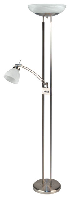 Torchiere/Reading Lamp, Ps W/Cloud Glass, 23Wx2/CFL & 40W/Jc
