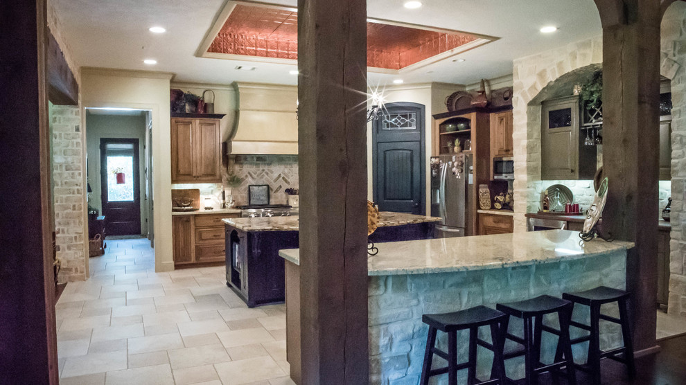 Inspiration for a rustic kitchen remodel in Houston