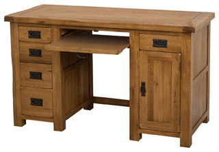 Cotswold Solid Oak Office Computer Desk Rustic Large Rustic