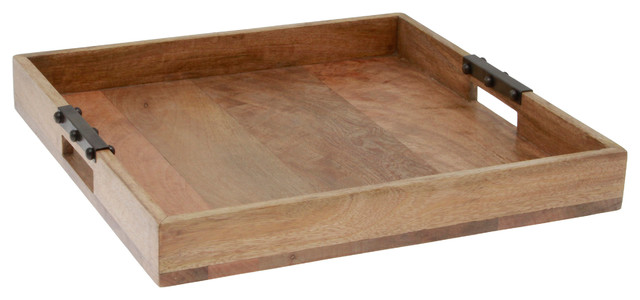 Mango Wood Tray With Metal Handles Rustic Serving Trays By Mango Wood Tray With Metal Handles