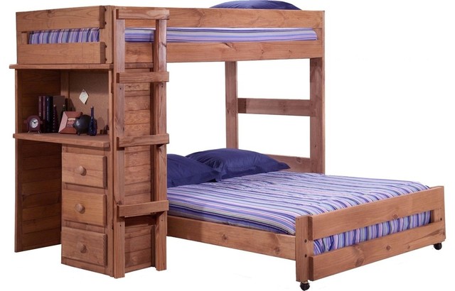 Twin Over Full Loft Bed With Desk End, Twin Over Full Loft Bunk Bed With Desk