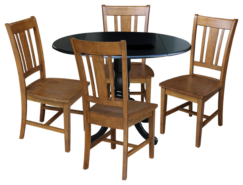 42 in. Dual Drop Leaf Table with 4 Splat Back Dining Chairs 5 Piece