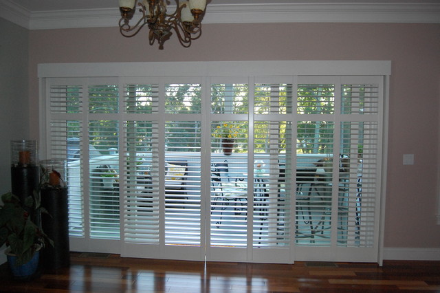 Plantation Shutters Traditional, Bypass Plantation Shutters For Sliding Glass Doors