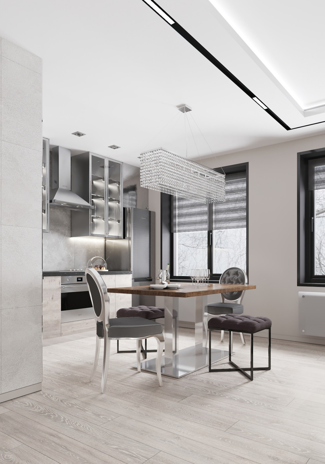 Гостиная с элементами минимализма и классицизма