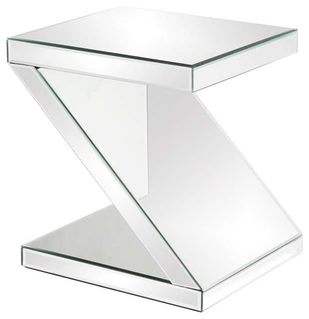 Howard Elliott Z-Shaped Mirrored End Table
