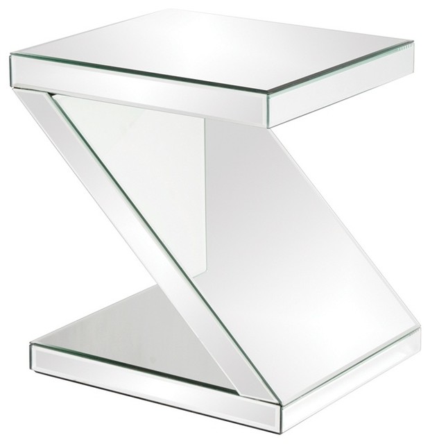 Howard Elliott Z Shaped Mirrored End Table Contemporary Side Howard Elliott Z Shaped Mirrored End Table