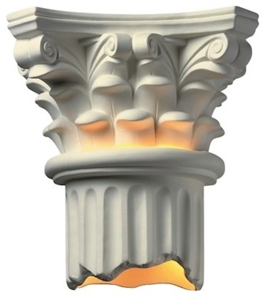 Justice Design Ambiance Corinthian Column Sconce Open Bottom Bisque Incandescent