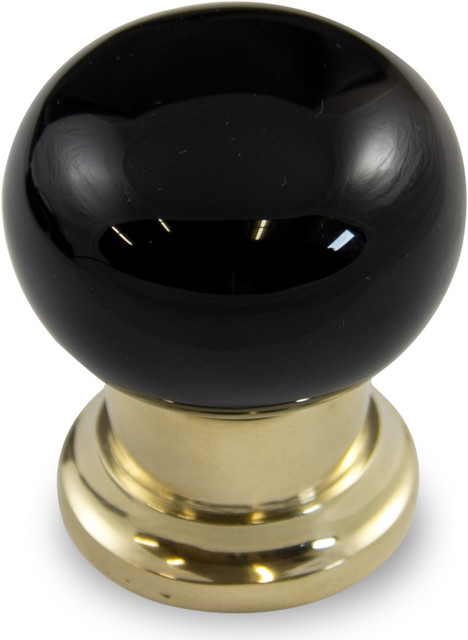 Obsidian Cabinet Mushroom Knob with Polished Brass Finish on Bel Design Rose