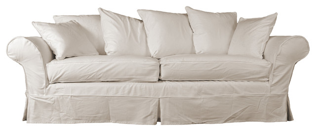 Elizabeth Slipcovered Sofa in Ivory - Coastal Living Room Charm - Beach ...