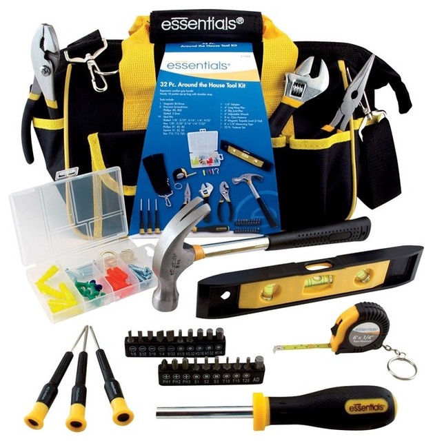 くつろぎカフェタイム GreatNeck 21044 Essentials Around the House Tool Set in Black  Bag