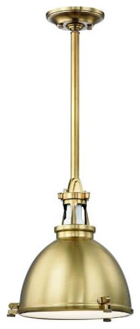 Hudson Valley Lighting 4614-AGB Massena, 1 Light Pendant, Antique Brass