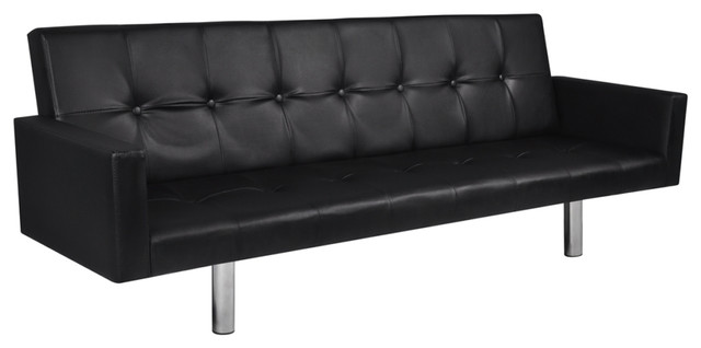 Vidaxl Sofa Bed W Armrest Artificial Leather Black Furniture Living Room Contemporary Sleeper Sofas By Vidaxl Sofa Bed W Armrest Artificial