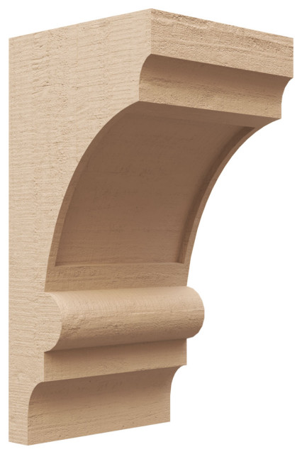 Ekena Millwork 3"W X 6"D X 9"H Diane Rough Cedar Corbel - Primed Tan, TimberThane Urethane, Real Wood Grain Look