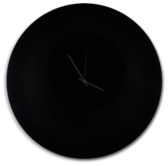Blackout Circle Clock Large, Minimalist Modern Black Metal Clocks