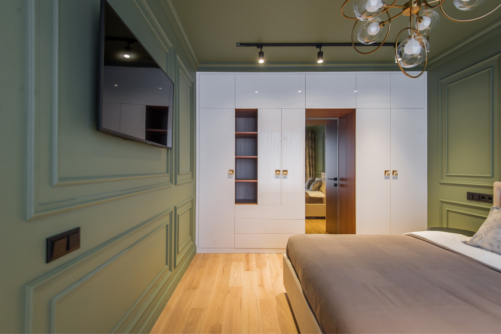 Квартира в современном стиле с зелёной спальней