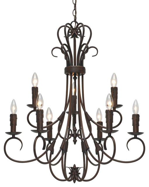 Homestead 2 Tier 9Light Candelabra Chandelier Mediterranean