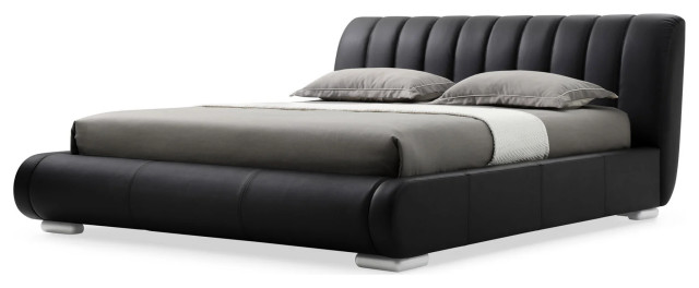 Dior Leather Platform Bed, Hera Genuine White Leather Platform Bed With Adjustable Headrests King