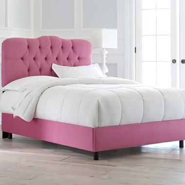 bed pink headboard beds upholstered amanda contemporary microsuede bedroom jcpenney