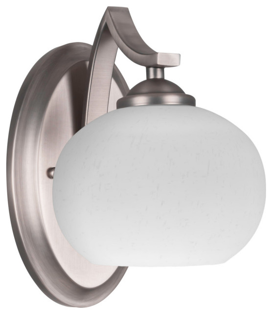Zilo Wall Sconce Shown, Graphite Finish With 7" White Muslin Glass