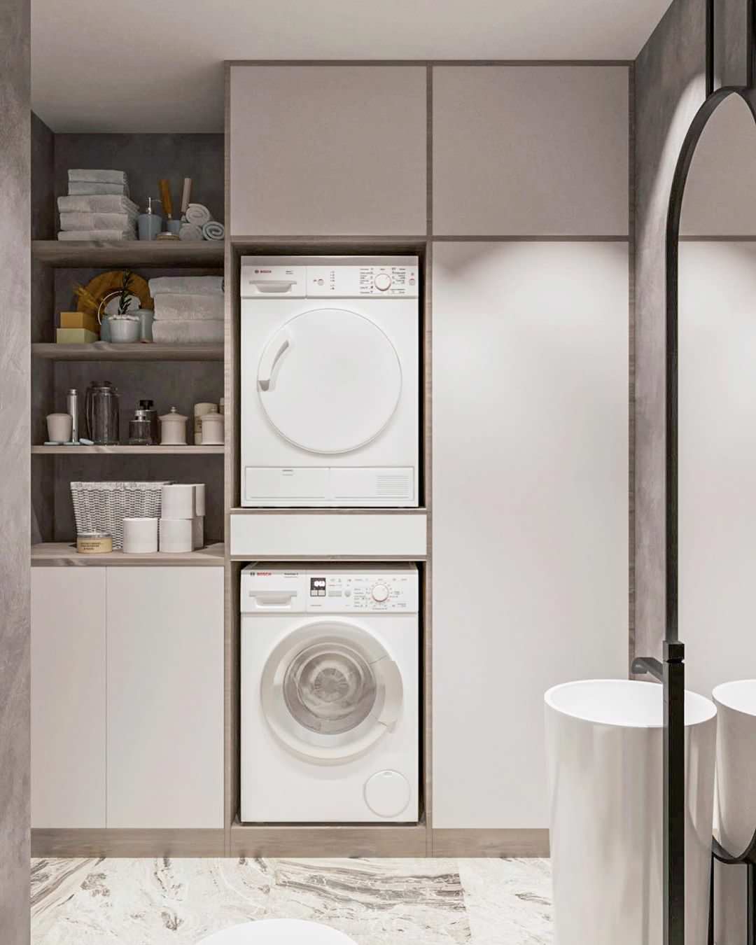 Дизайн-проект санузла в эко стиле и лофте в квартире во Владивостоке