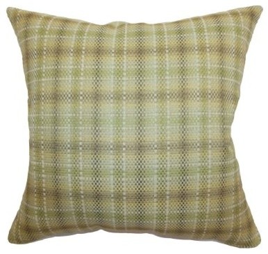 The Pillow Collection Adelasia Plaid Pillow - Leaf