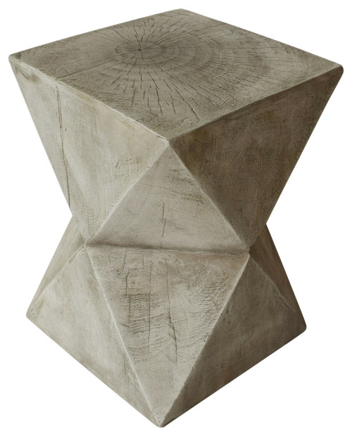 Savannah Outdoor Light-Weight Concrete Accent Table, Light Gray