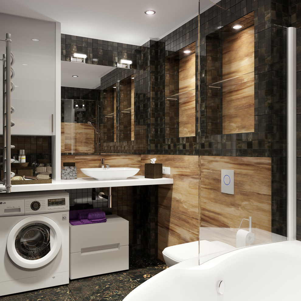 Таунхаус с черной ванной и детской в мансарде