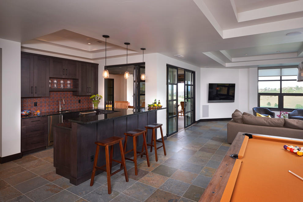 Basement - rustic basement idea in Denver