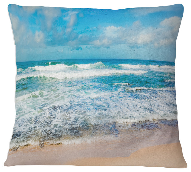 Indian Ocean Panoramic View Seashore Throw Pillow, 16"x16"