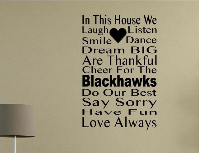 In This House We Cheer For The Blackhawks Wall Decor Stickers