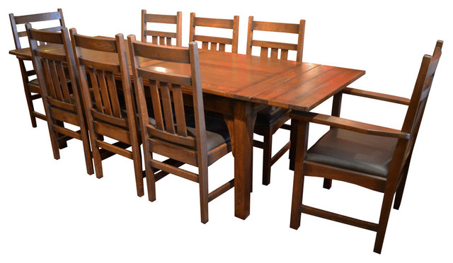 Arts And Crafts Oak Dining Table With 2, Dining Room Set With 2 Leaves