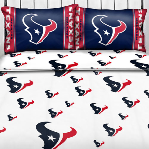 NFL Houston Texans Logo Sheets Football Full Bed Sheet Set