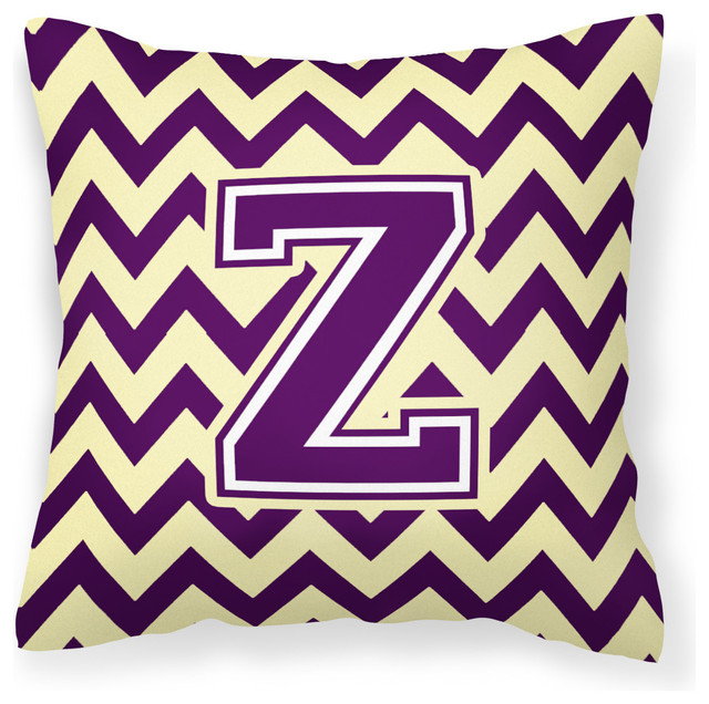 Letter Z Chevron Purple And Gold Fabric Decorative Pillow
