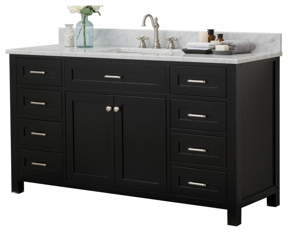Springfield 60" Single Bathroom Vanity, Espresso With Mirror