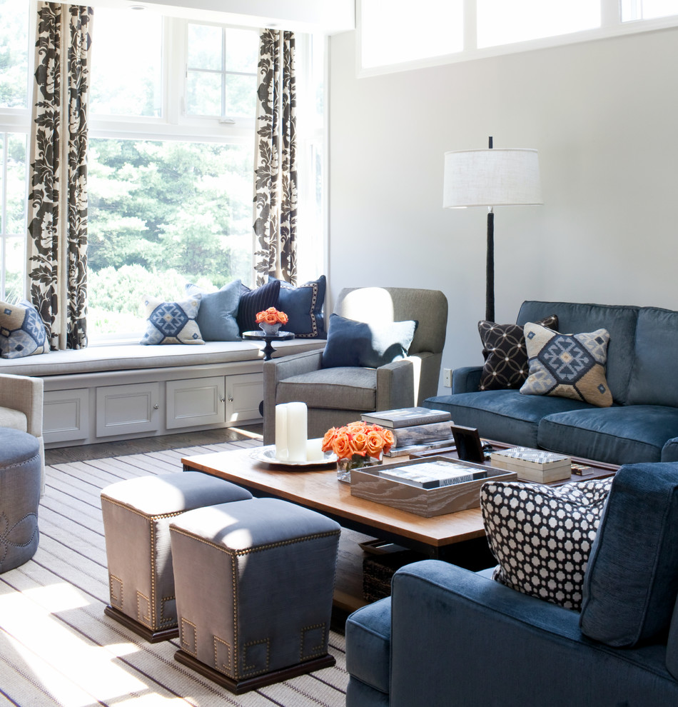 Inspiration for a transitional family room in Baltimore with grey walls.