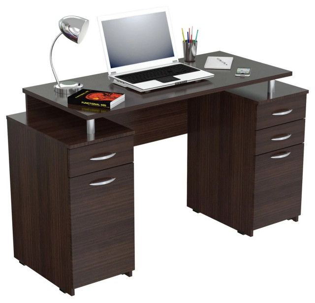 Modern Desk, Double Pedestal Design With Drawers & Floating Worktop