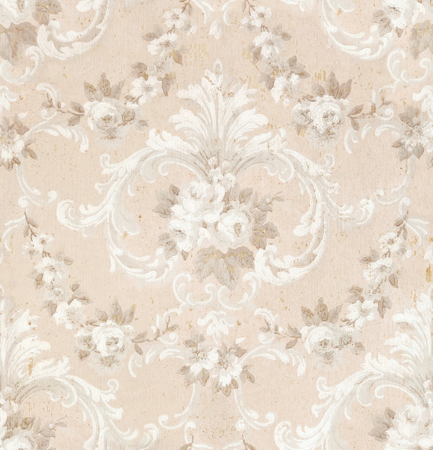 This Old Hudson Blush Rose Damask Wallpaper Traditional Wallpaper