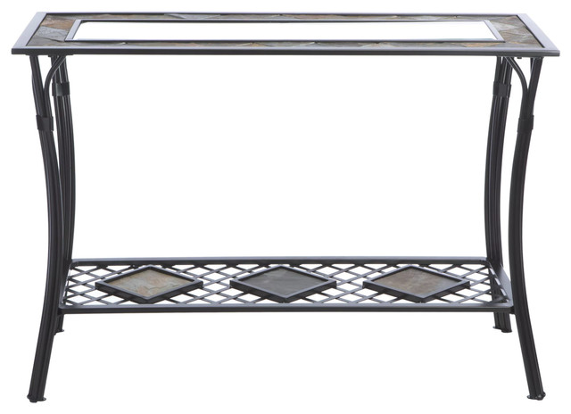 Slate Glass Steel Sofa Table Transitional Console Tables