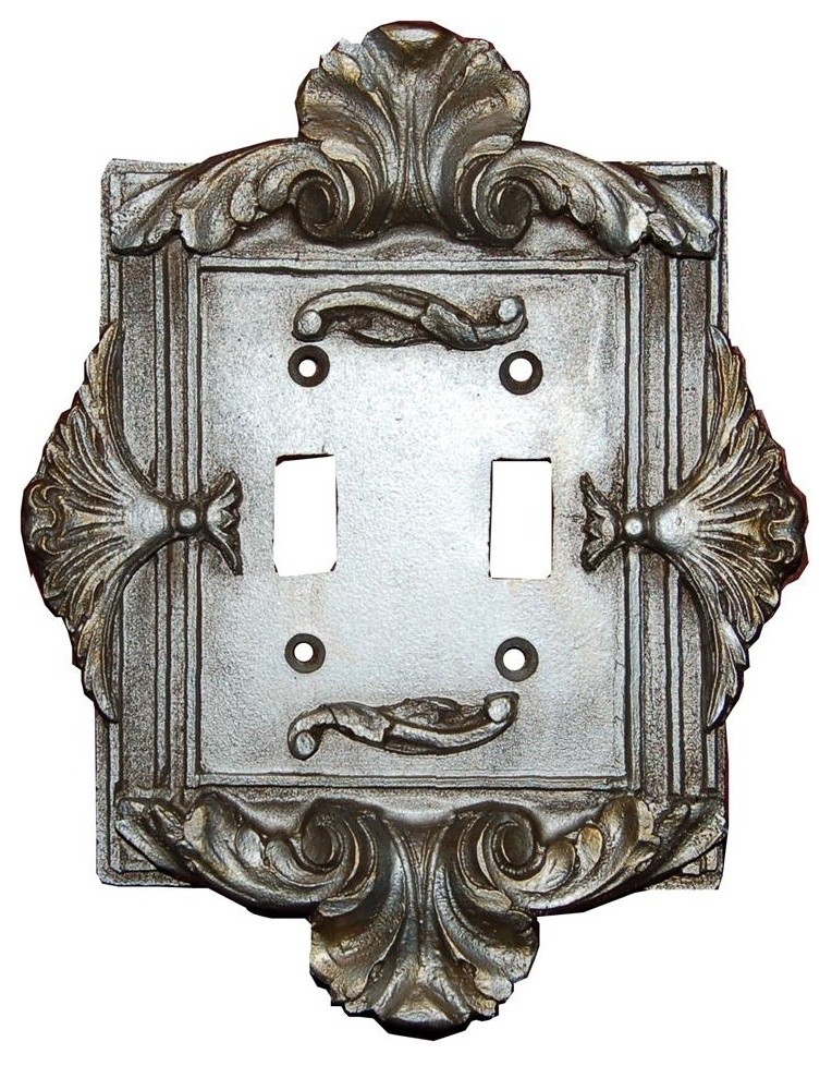 Florentine Double Switch Plate in Gilt Silver