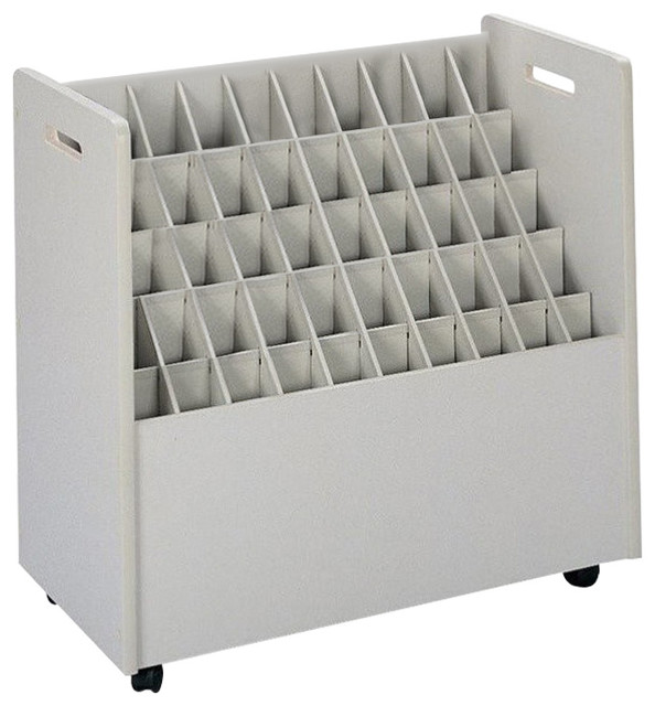 Pemberly Row 50 Compartment Mobile Wood Roll Files Storage in Putty